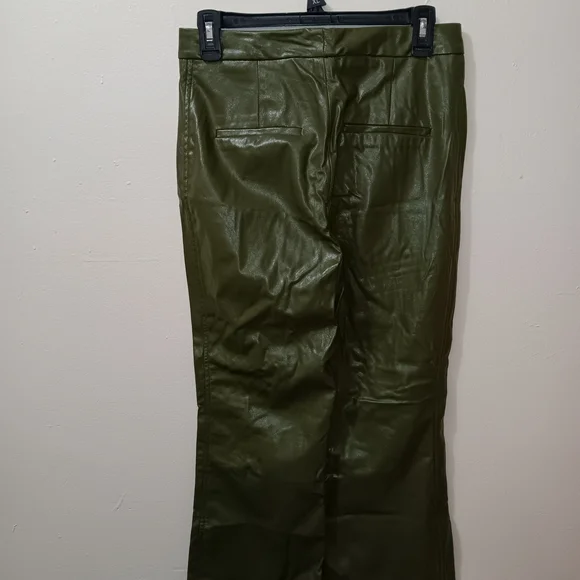 Zara Olive Green Faux Leather Pants - Picture 2 of 7